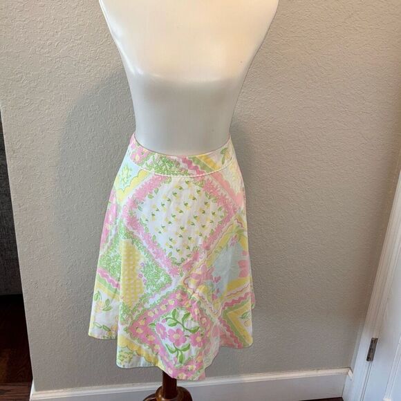 Lilly Pulitzer Floral Patch Hanky Panky A line skirt Sz 4 pink/green - Picture 3 of 9
